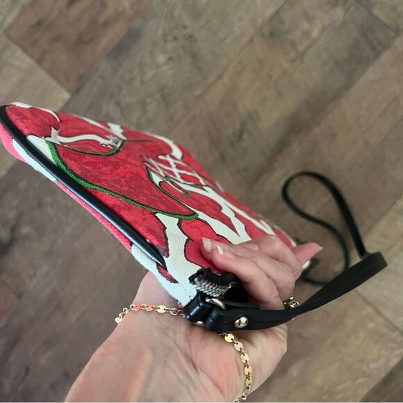 BRIGHTON RED BIRD CROSSBODY Love Dove Peace Bird Berry Msger Purse Tassle - Picture 10 of 12